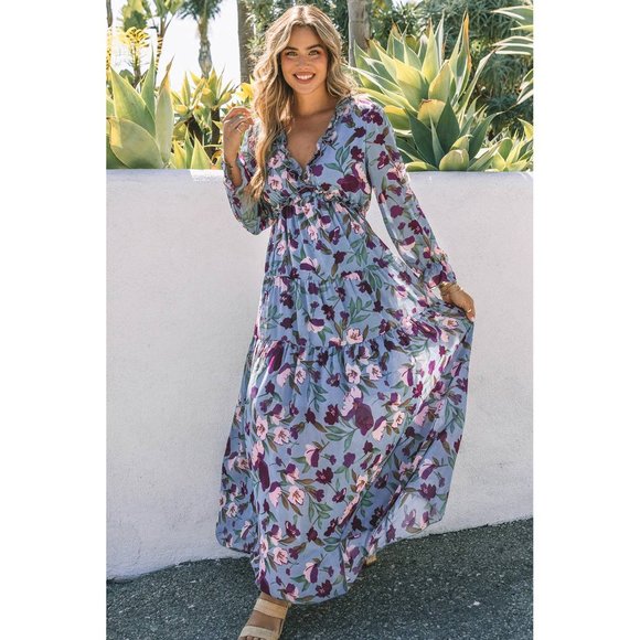 Wild Lotus Ruffle Tiered Maxi Dress - Picture 3 of 16